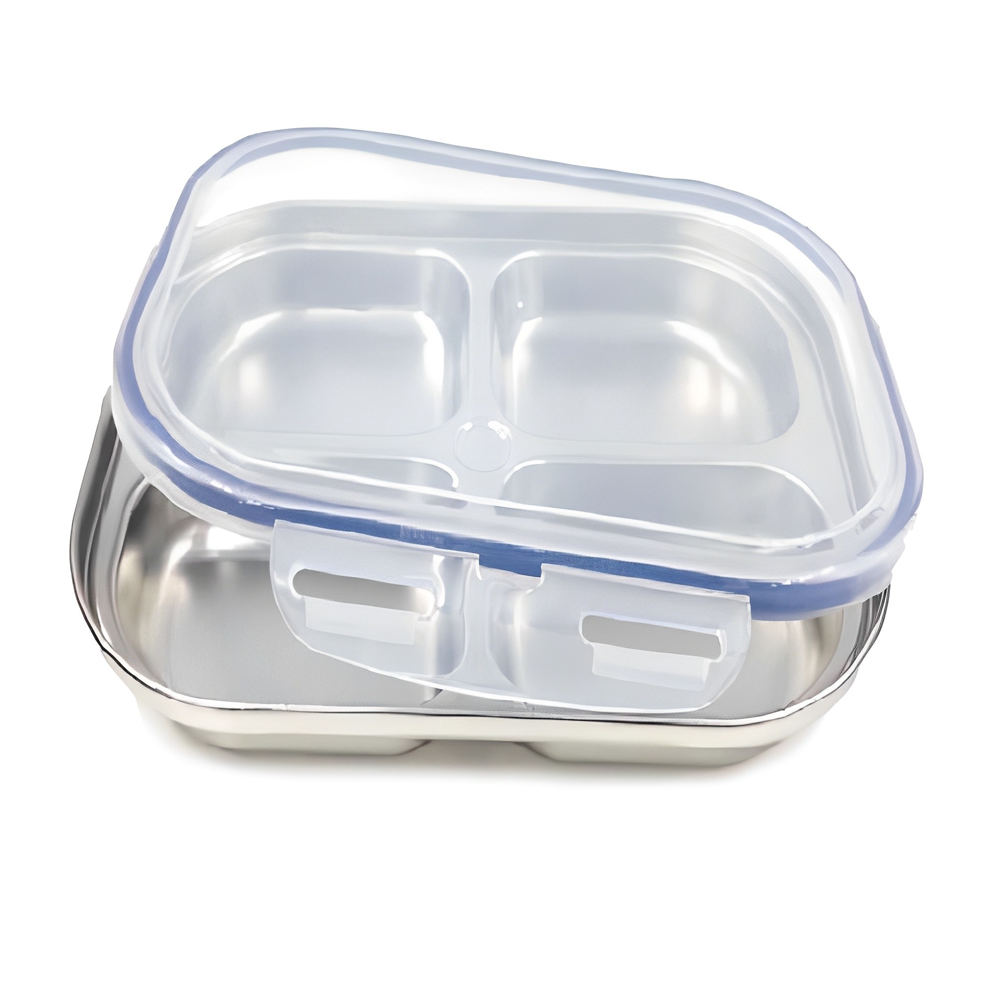 CS 304 스테인레스 4구 나눔접시 + 밀폐 뚜껑 세트 10,000원