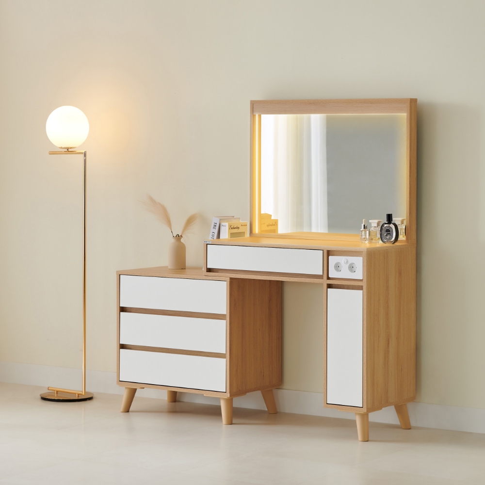 동서가구 브로든 LED 확장형 수납 화장대 방문설치, 오크화이트 199,000원