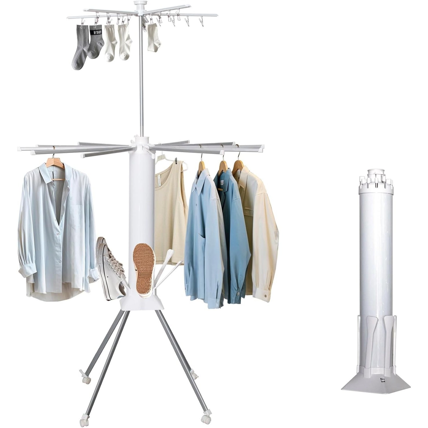 튼튼한 우산형 접이식 빨래건조대 공간절약 다용도 실내 건조대 옷, 양말, 신발까지 한 번에 건조 가능, 흰색 65,800원