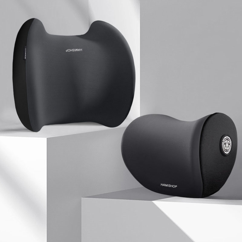 차량용 메모리품 목쿠션 + 허리쿠션세트, 1세트, 블랙 9,900원