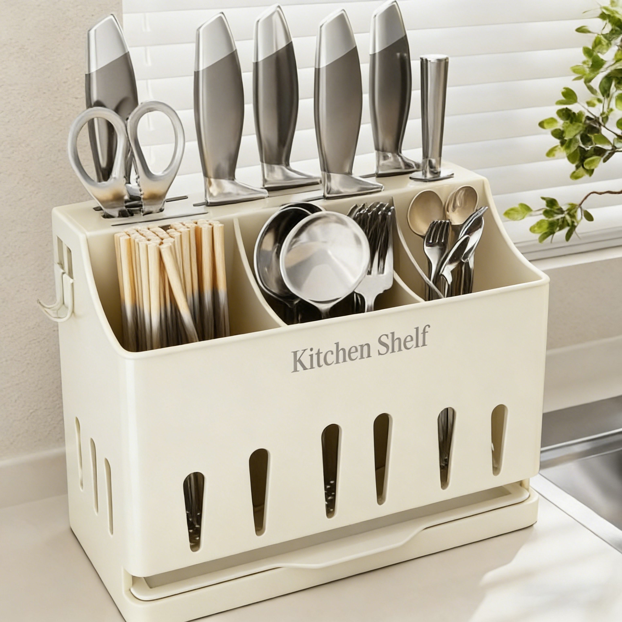 오웨테 주방 통풍 물빠짐 올인원 칼꽂이, 1개, 아이보리 21,950원