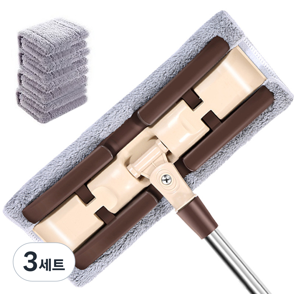 하늘박스 회전 청소밀대걸레 다용도 집게형 막대걸레 극세사걸레 밀대 세트 브라운, 3세트 46,580원