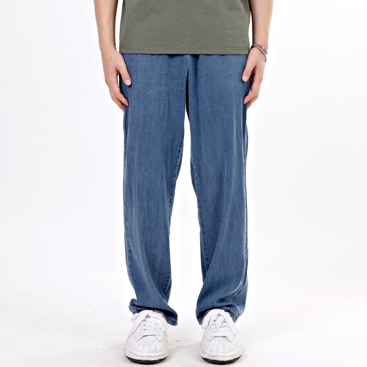 비브레이커스 여름 냉감 와이드 청바지 스판 밴딩 3단기장 팬츠 34,800원