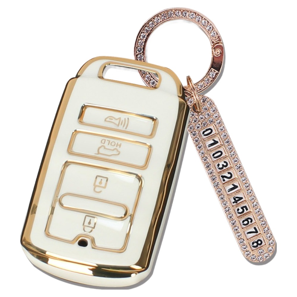 지엠지모터스 TPU 스마트키 케이스 + 전화번호 키링 세트, 크림화이트, 기아 Ak-09 4버튼 9,900원