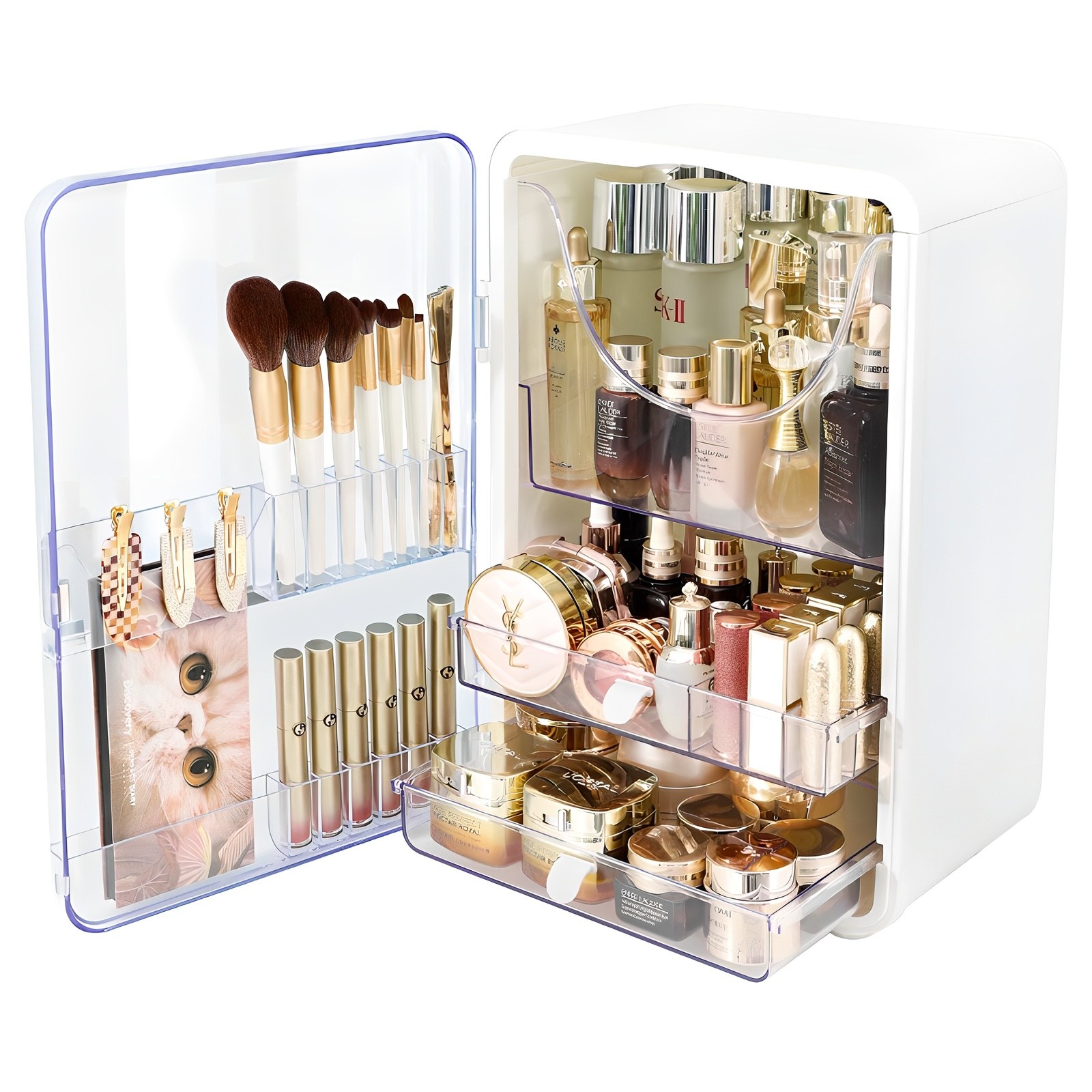 ZOZOFO 특대형 멀티 화장품정리대 서랍형 화장품 정리함 쿠션 팩트 립스틱정리함 투명 아크릴덮개형 하이클래스 화장품정리함 화장대 정리 31,900원