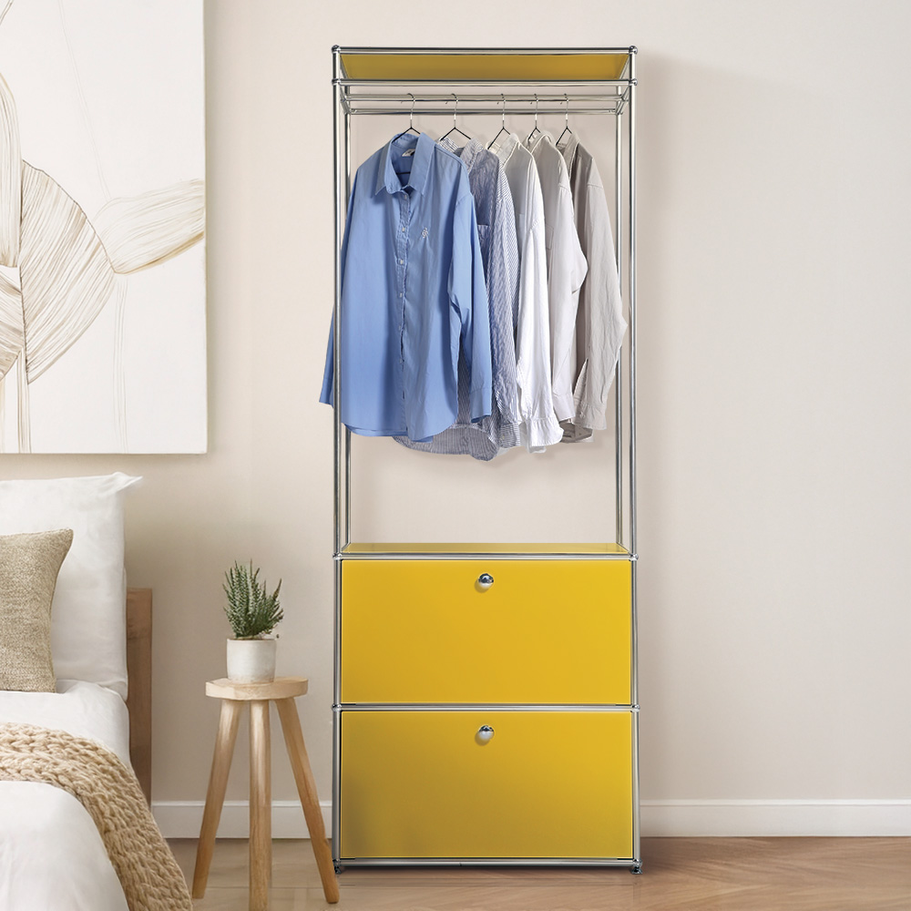 이가페 미드센츄리 드레스룸 클로 2도어 모듈 시스템행거수납장 방문설치, 옐로우 890,000원