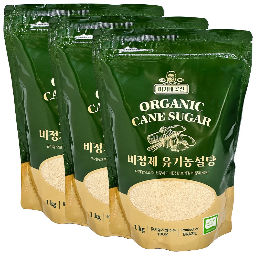 이가네곳간 비정제 유기농 설탕, 황설탕 원당, 1kg, 3개 15,800원