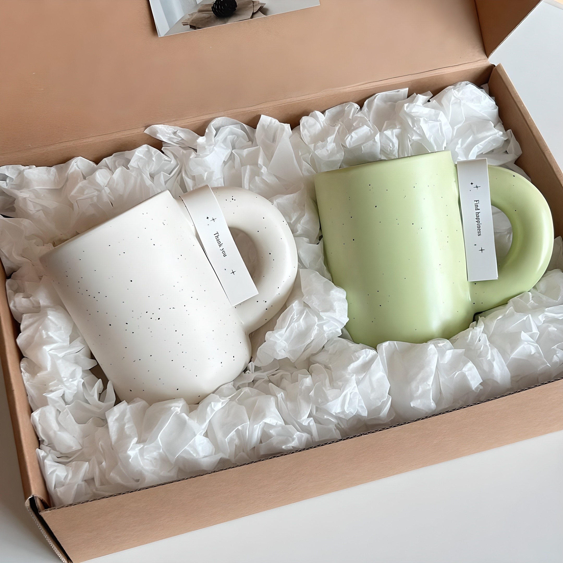 해피프레 뭉툭 머그컵 선물, 1세트, 크림+멜론, 현재가 24,800원