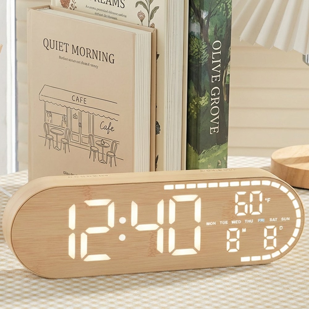Mayho 무소음 디지털 탁상시계 온도 날짜 알람시계 인테리어 LED 벽시계, 옐로우 32,840원