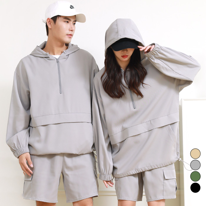 텐클로 빅사이즈 (상의 90~140) 남녀공용 바람막이 아노락 반바지 상하 세트 43,800원