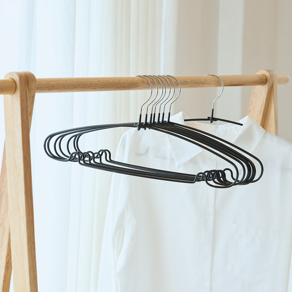 리브맘 논슬립 철제 코팅 라운드 옷걸이, 블랙, 10개 4,900원