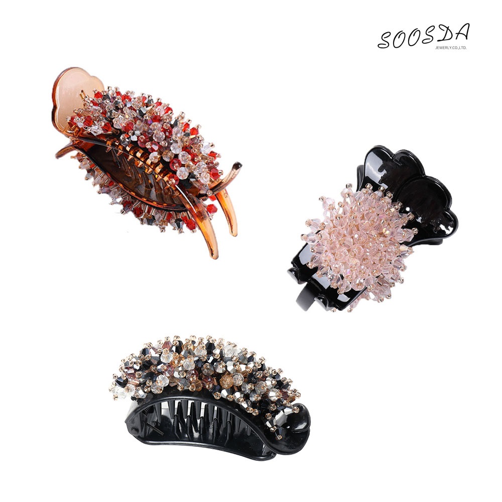 수스다 비즈글라스 미니 반묶음 비즈 집게핀 올림머리 헤어핀 24,900원