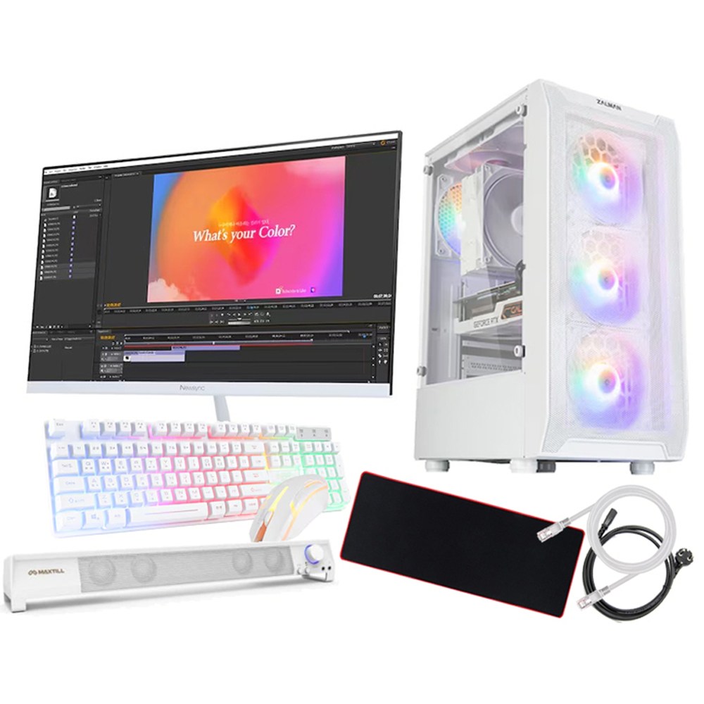 사무용 게임용 컴퓨터 풀세트 화이트 감성 롤 발로란트 게이밍 조립PC 449,000원