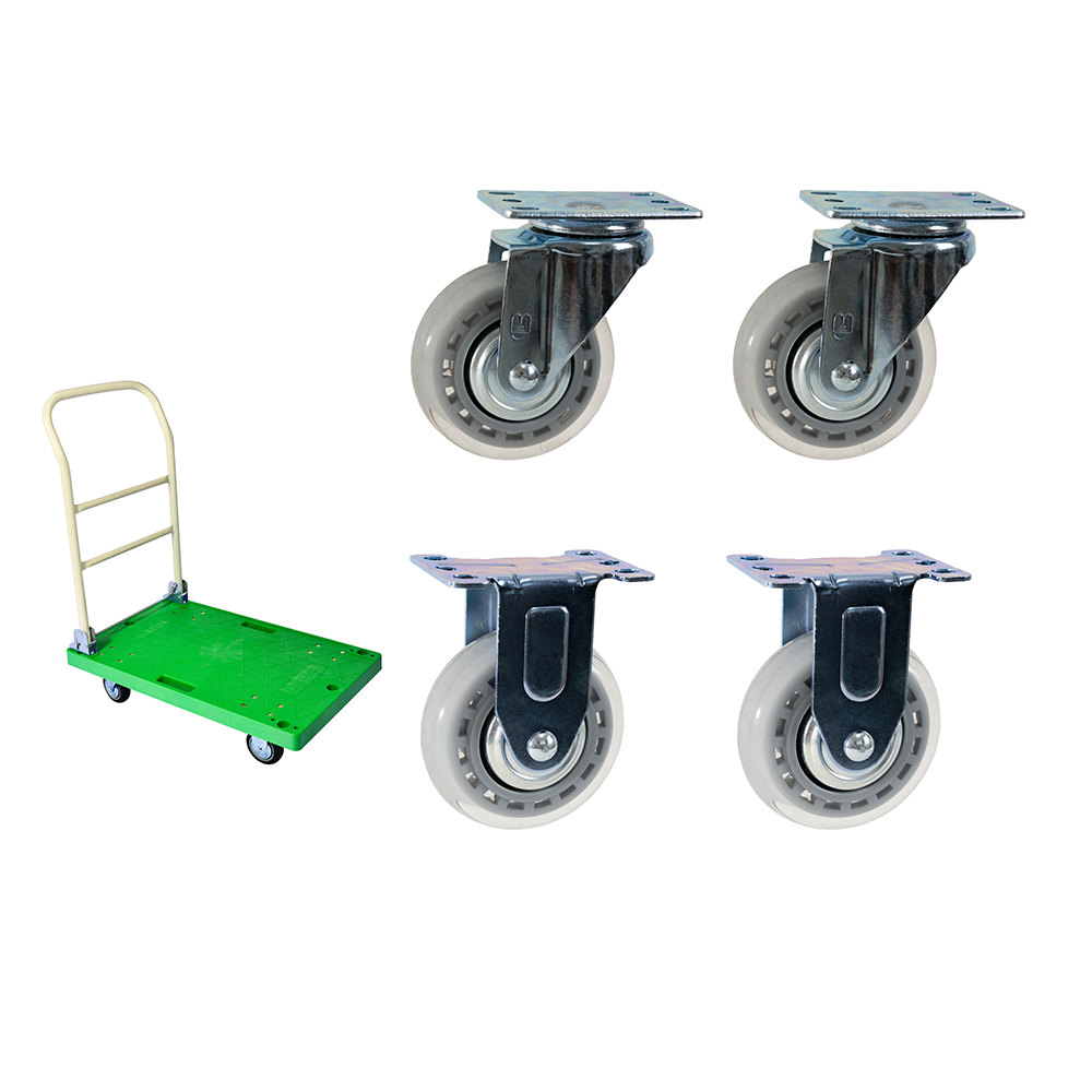 캐스터팩토리 국산 무소음 바퀴(4인치회전2개 고정2개 1세트) 저소음 끌차 대차 운반구 바퀴 우레탄 택배 상차차 고정 구루마 구르마 접이식 수레 밀차 27,000원