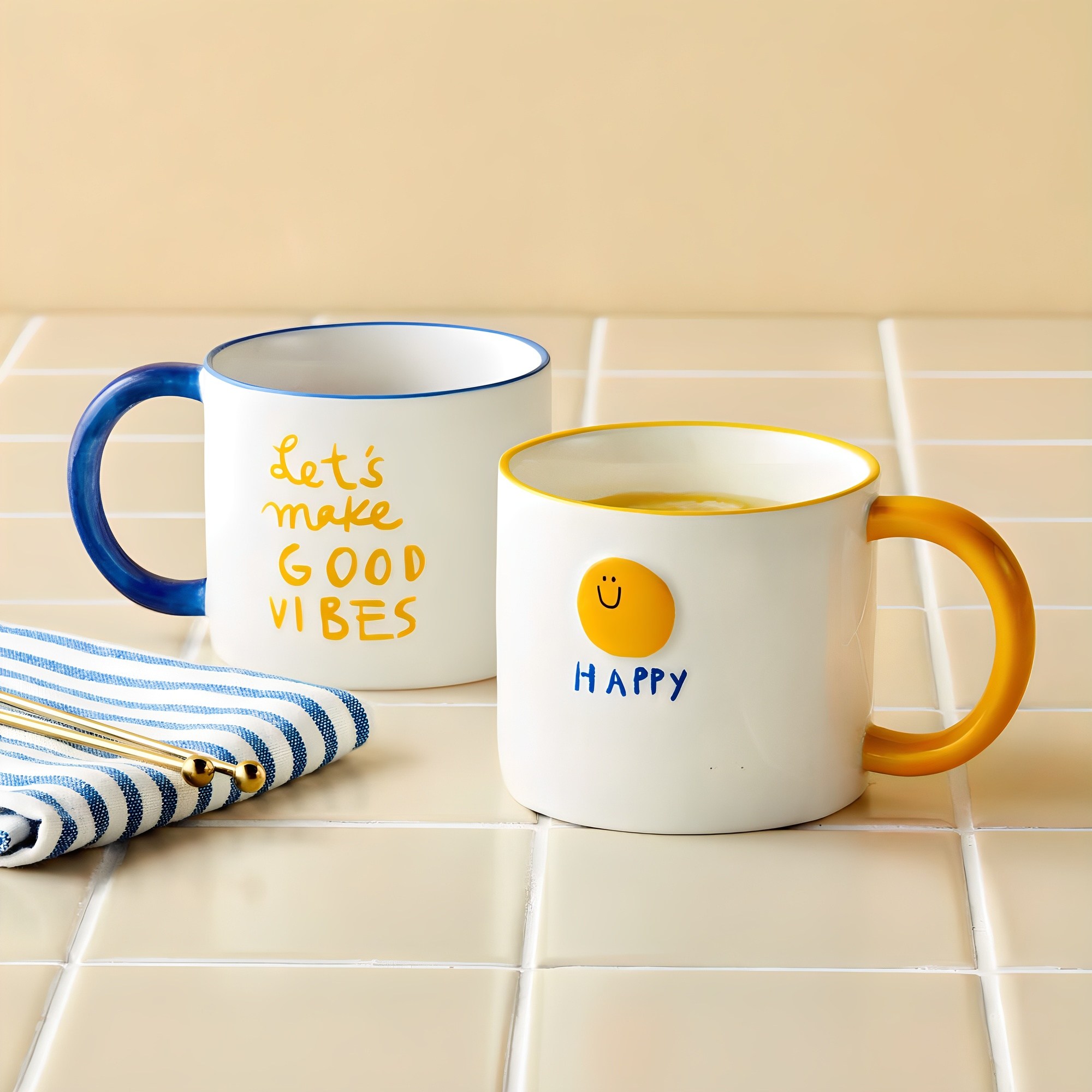 모던하우스 ON 스마일 머그컵 355ml x 2종 세트 D9 14,400원