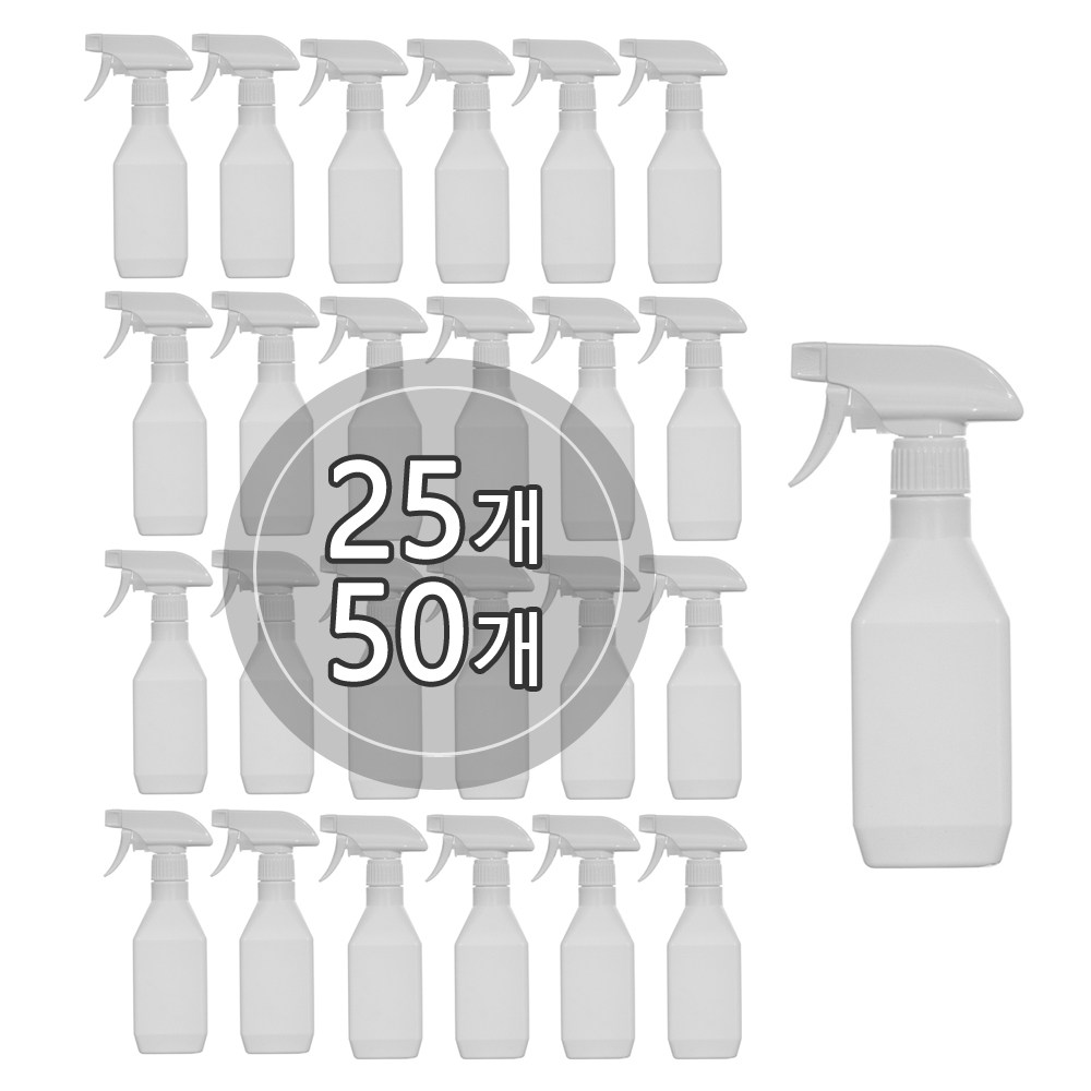 [50개묶음판매] PE 백색 건스프레이(A형) 300ml 500ml 분무기 공병 2가지분사방식 75,050원