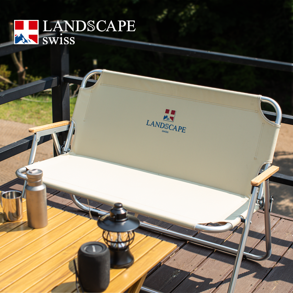 랜드스케이프 스위스 LSP 더블 폴딩체어 접이식 캠핑의자 (2인용), 1개, 아이보리 64,500원