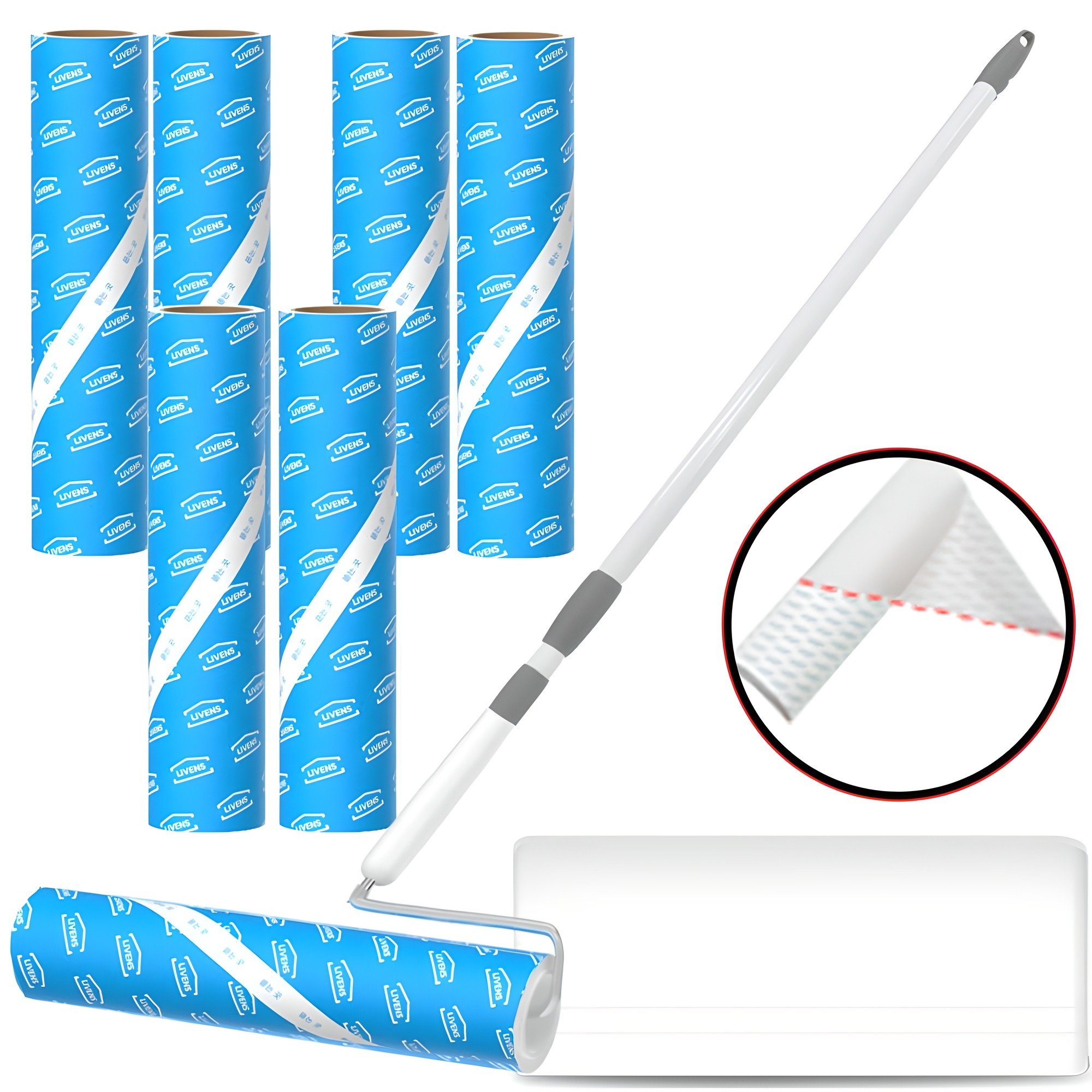 리벤스 롱와이드 스탠드형 테이프크리너 본품 핸들 + 밀대봉 + 거치대 + 리필 7개 세트 18,130원