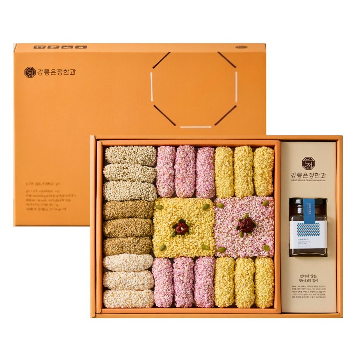 강릉은정한과 담화연 조청유과 선물세트(실크보자기 포장) 청연화미니 수제 전통과자 명절 설날 부모님 상견례선물, 1세트, 840g 55,000원