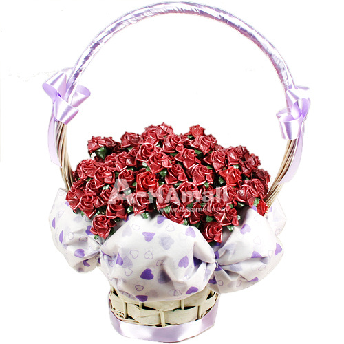 (종이장미 꽃 바구니)샤방하트믹스(퍼플)100송이 113,900원