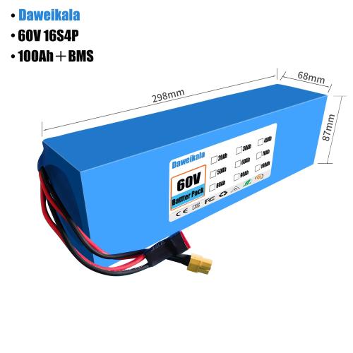 60V 100Ah 16S4P ebike 배터리 18650 1000W 리튬 배터리 팩 60V 전기 자전거 전기 스쿠터 179,660원