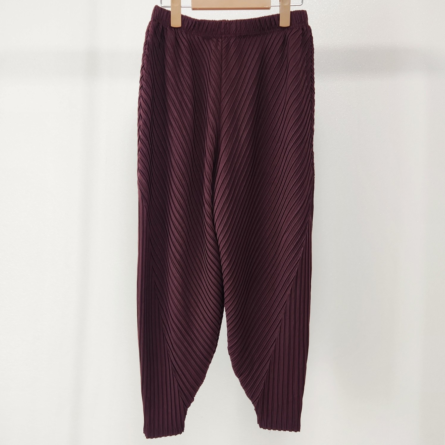 사선 플리츠바지 주름팬츠 항아리밴딩바지 배기팬츠 아줌마옷 와인, 짧은 기장 33,150원