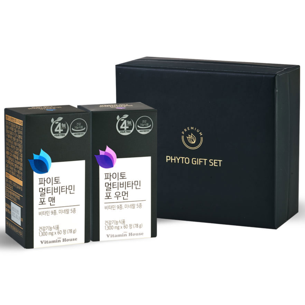[비타민하우스] 파이토 멀티비타민 맨 1병 + 우먼 1병 (총2병) 선물박스, 60정 42,300원