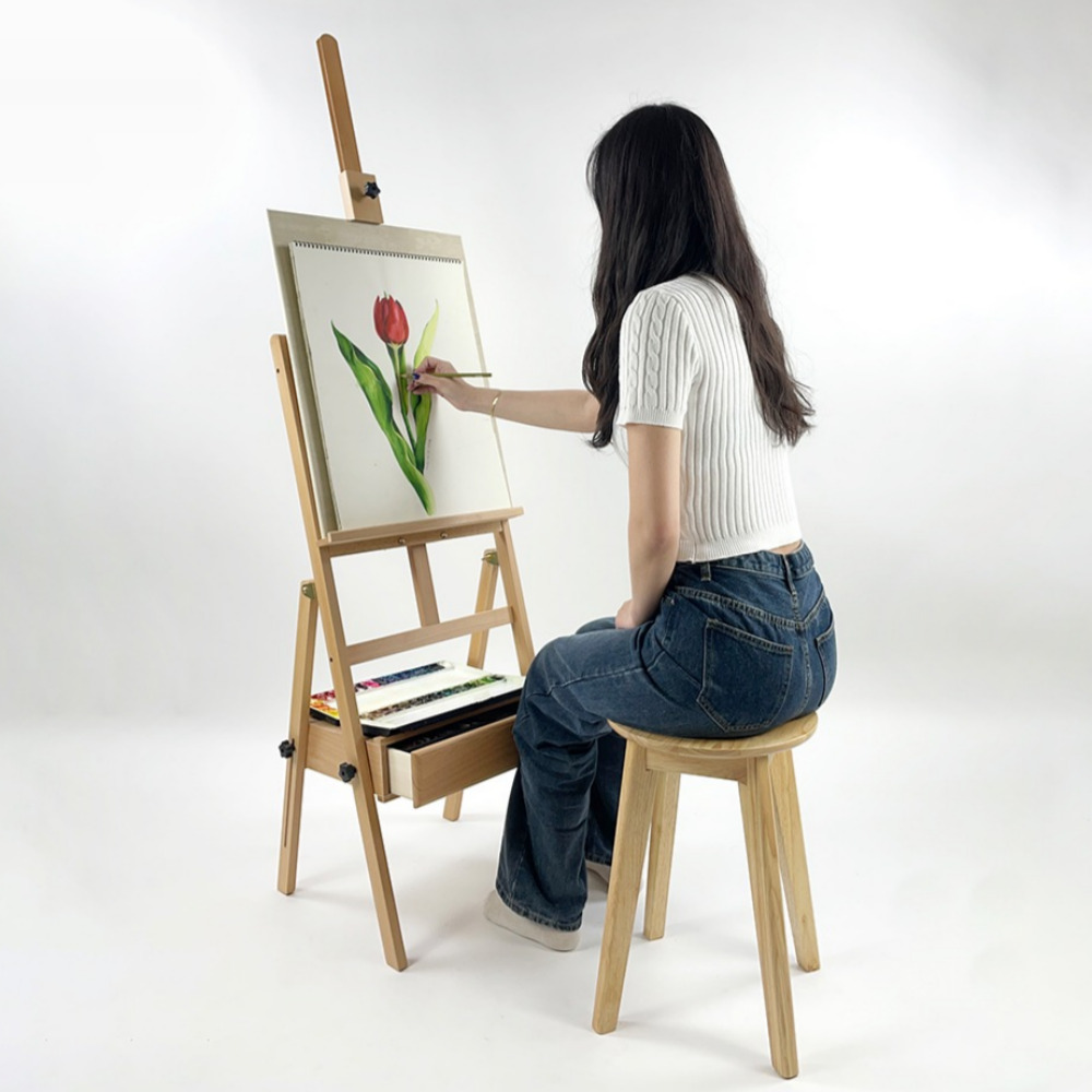 올지 서랍형 이젤 전문가용 원목 이젤거치대 우드 나무 캔버스 98,700원