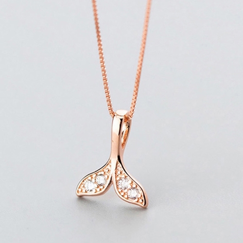 에르모사제이 N009 실버 925 데일리 행운의 고래 인어 꼬리 큐빅 은 목걸이 43,900원
