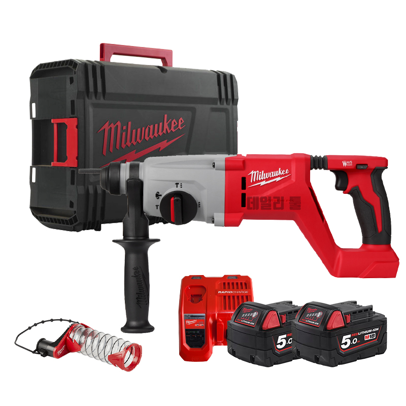 밀워키 18V 3모드 일자형 충전 해머드릴 5.0 배터리 2개 더스트컵 세트 로타리 함마 635,000원