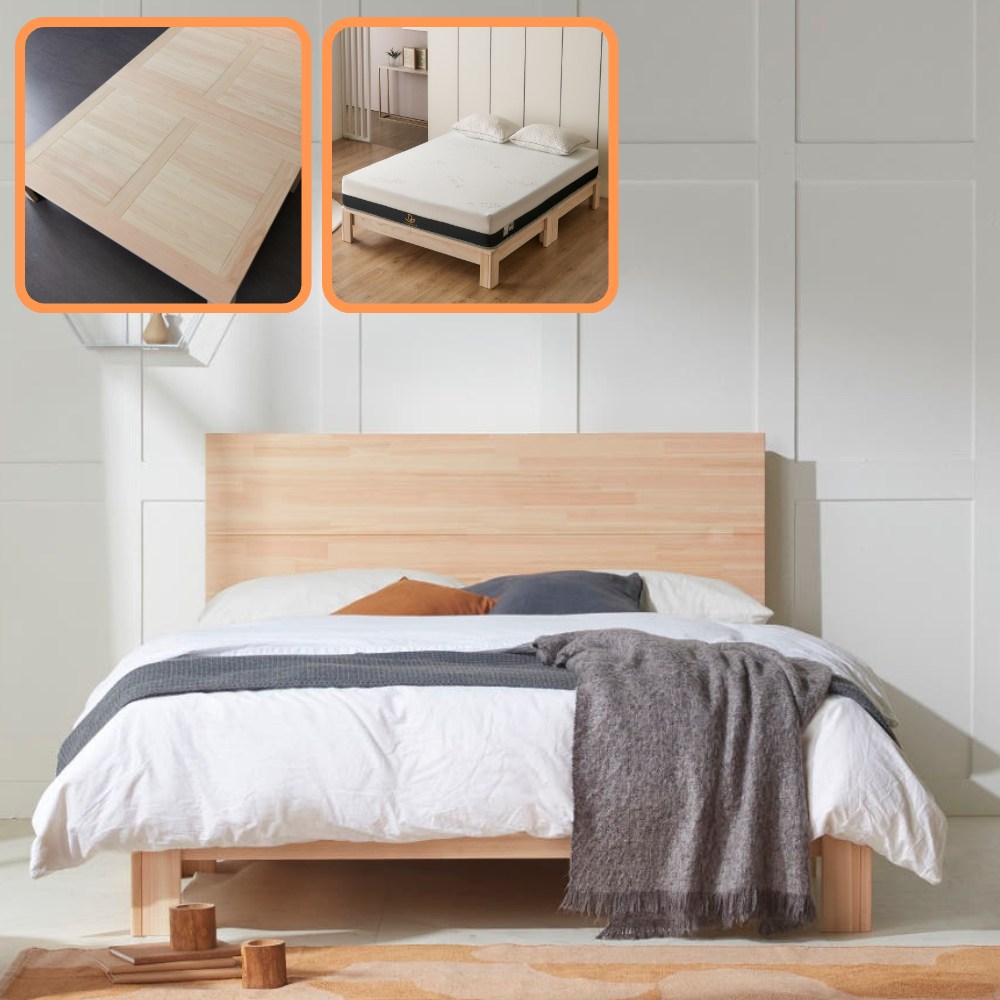 바르숲 고급무절 보드레+타이탄 편백나무 침대프레임 통원목 평상형 메모리폼 매트리스침대 2,018,000원