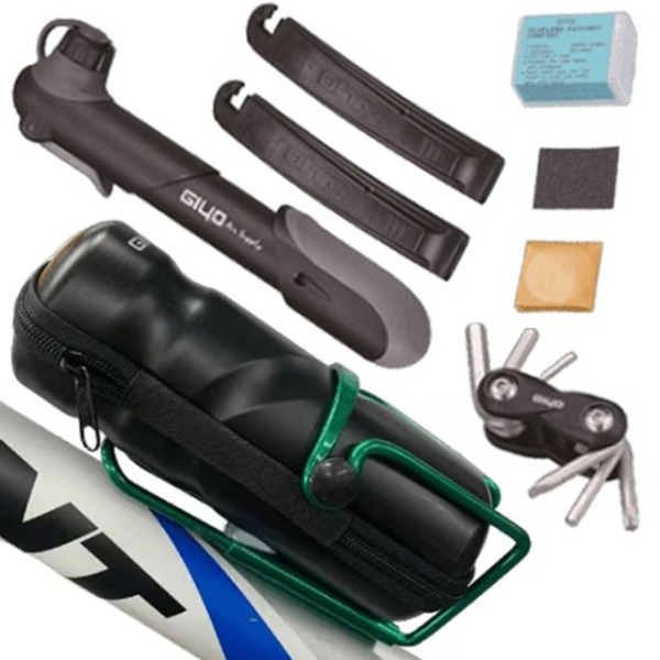 지요 자전거정비 휴대용 펑크수리키트 공구통세트 (통+펌프+레버+패치+폴딩툴) 27,500원