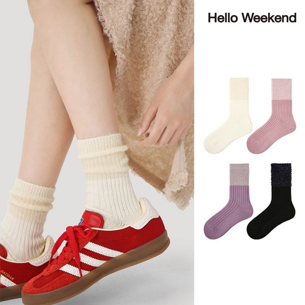 Hello Weekend 여성 무지 겨울 수면 양말 수면 양말 임산부 무압박 장목 양말 중목 양말 발열 양말 도톰한 보온 방한 용품 다리 보온기 패션 4족 퍼 양말 세트 34,990원