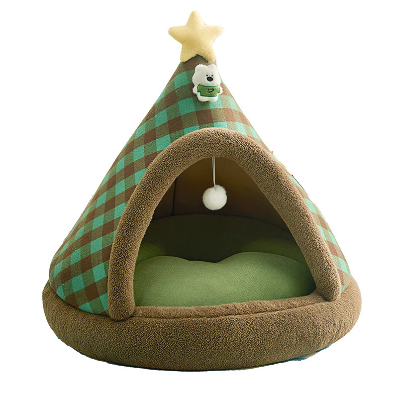 Tinduo 강아지 텐트하우스 밀폐형 보온집 고양이 숨숨집 사계절 사용 반려동물 하우스, 그린, 1개 47,130원