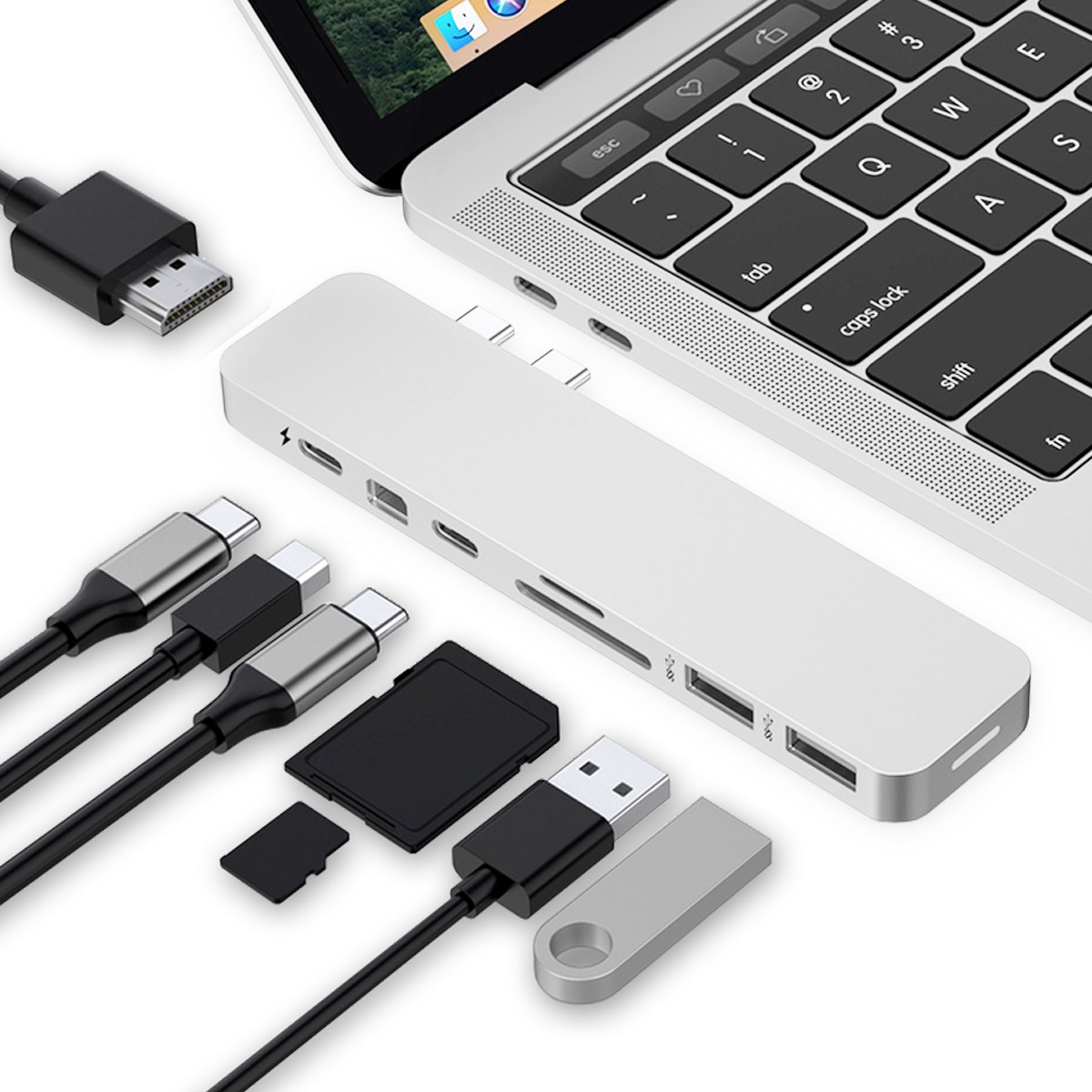 하이퍼드라이브 8in2 USB-C 멀티허브 도킹스테이션 4K HDMI MiniDP 100W PD충전 맥북/노트북 호환 (GN28D), 실버, 1개 39,900원