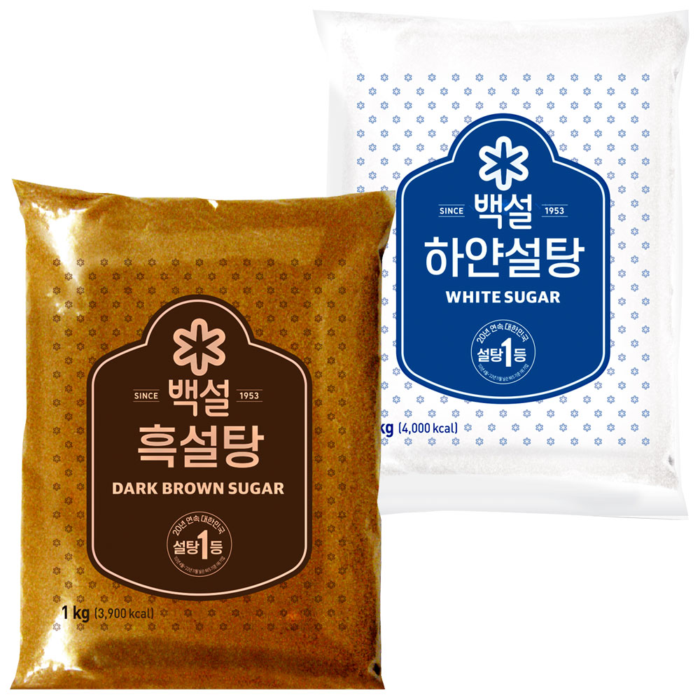 백설 하얀설탕 + 흑설탕, 1kg, 1세트 7,500원