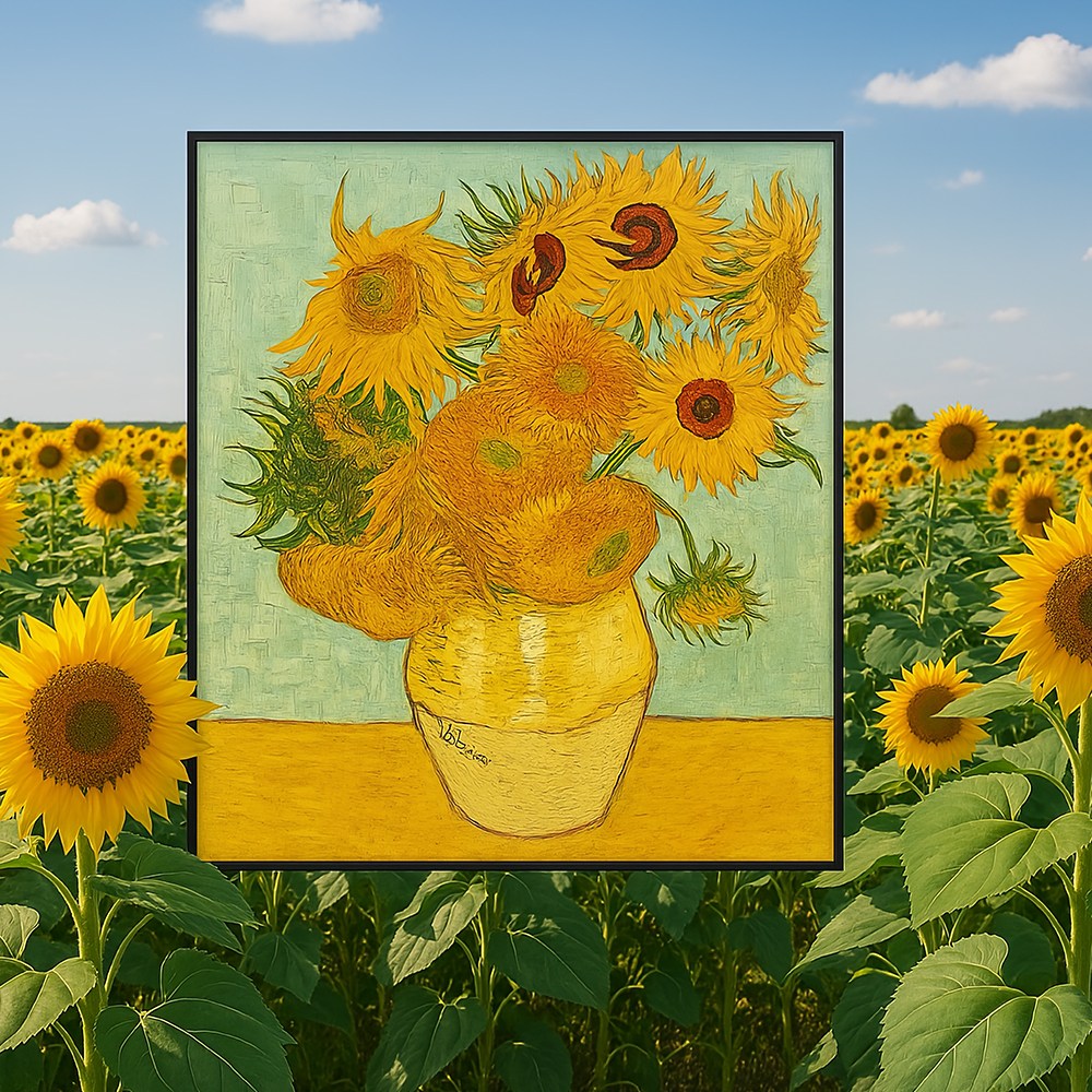 고흐 해바라기 그림 액자 | 거실 소파 뒤 인테리어 명화 | 돈 들어오는 해바라기 선물, 심플블랙 59,000원