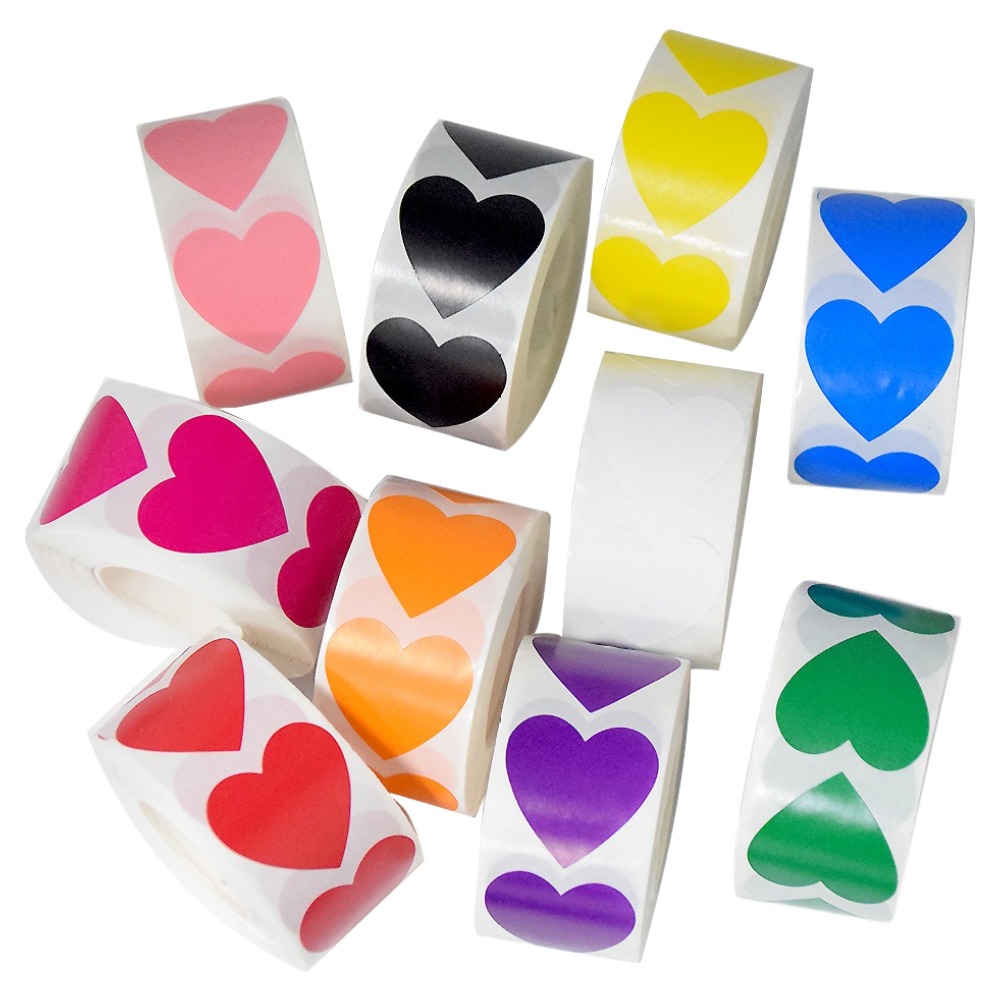 코히모 하트 데코 포장 롤 스티커 10종 x 500p 세트 4W509, 1세트, 혼합색상 8,900원
