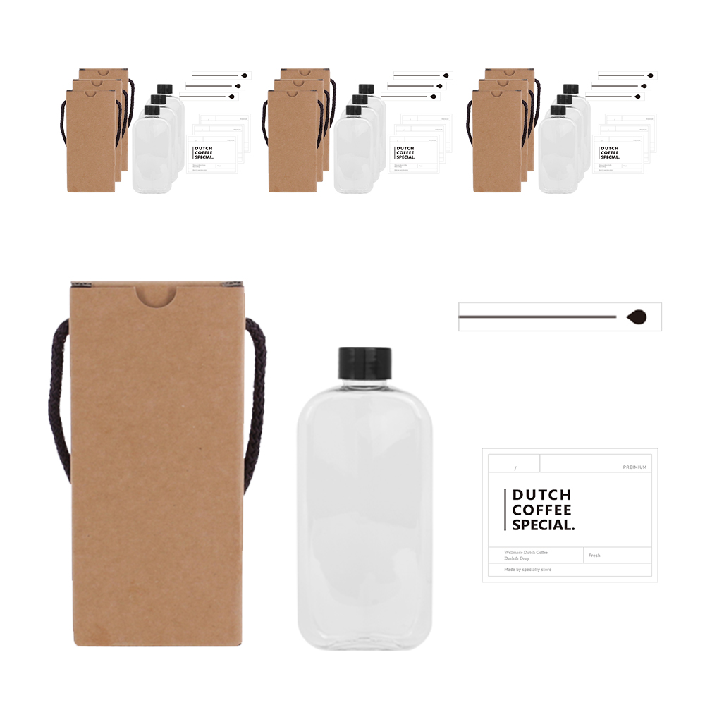 일반검정캡 납작페트 공병 300ml + 블럭 더치커피 스티커 2종 세트, 1개 18,840원