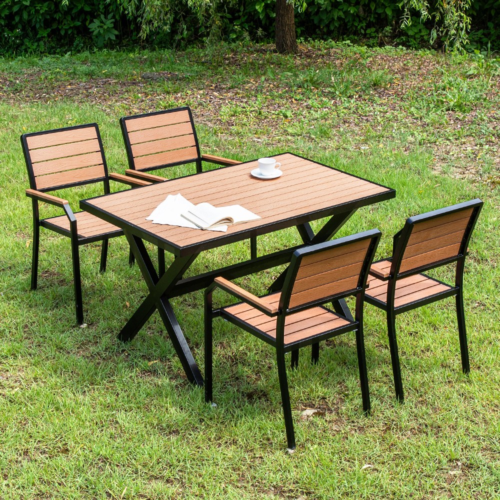 야드니 1300X800 수지목 야외 4인 세트 티 카페 정원, 그레이 461,000원