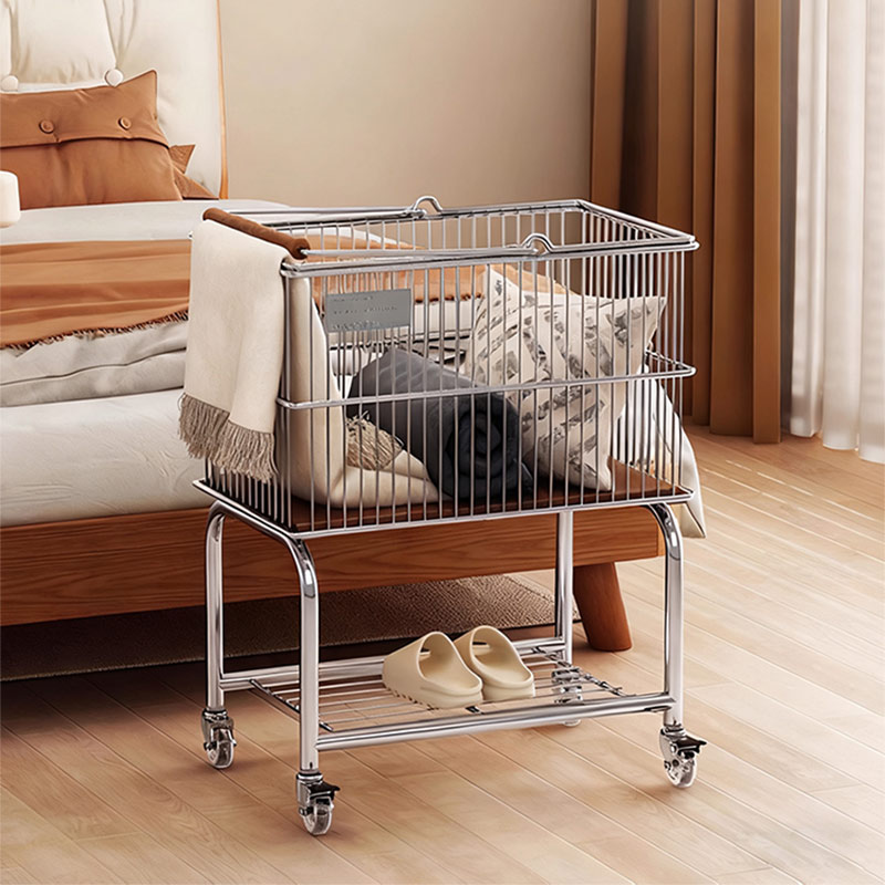 votgl 철제 스텐 빨래바구니 세탁바구니 빨래 바구니 대용량 이동식, 은색 37,000원