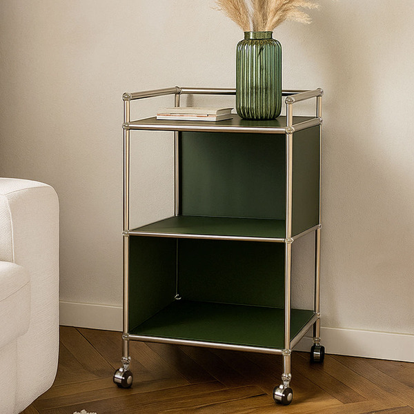 에프룸 미드센츄리 모듈선반 트롤리 비대칭 모듈수납장, 올리브 그린, 3단 194,000원
