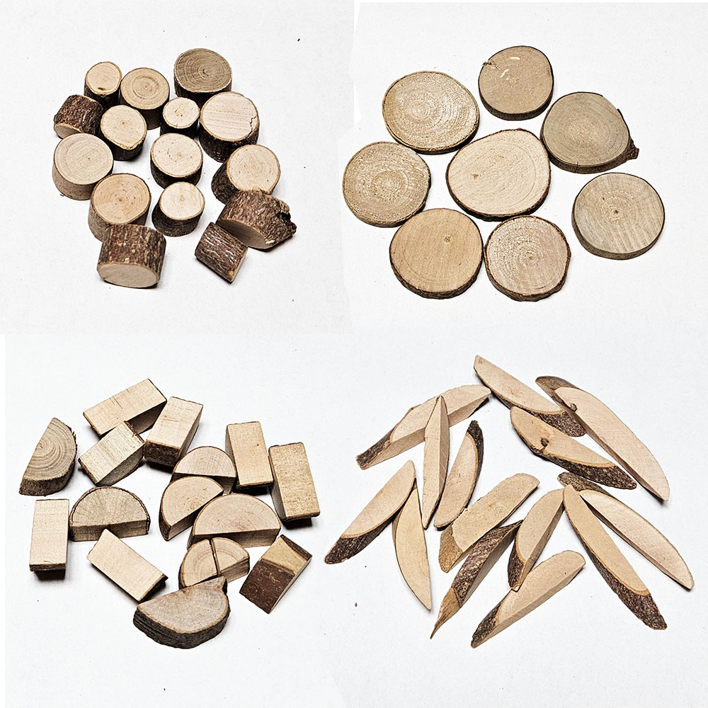 천연나무재료s 500g/ 숲속 자연체험학습 공예 만들기재료 조각 동물곤충 목걸이 이름표 만들기 미술준비물, 1세트, 반원통20mm 15,000원