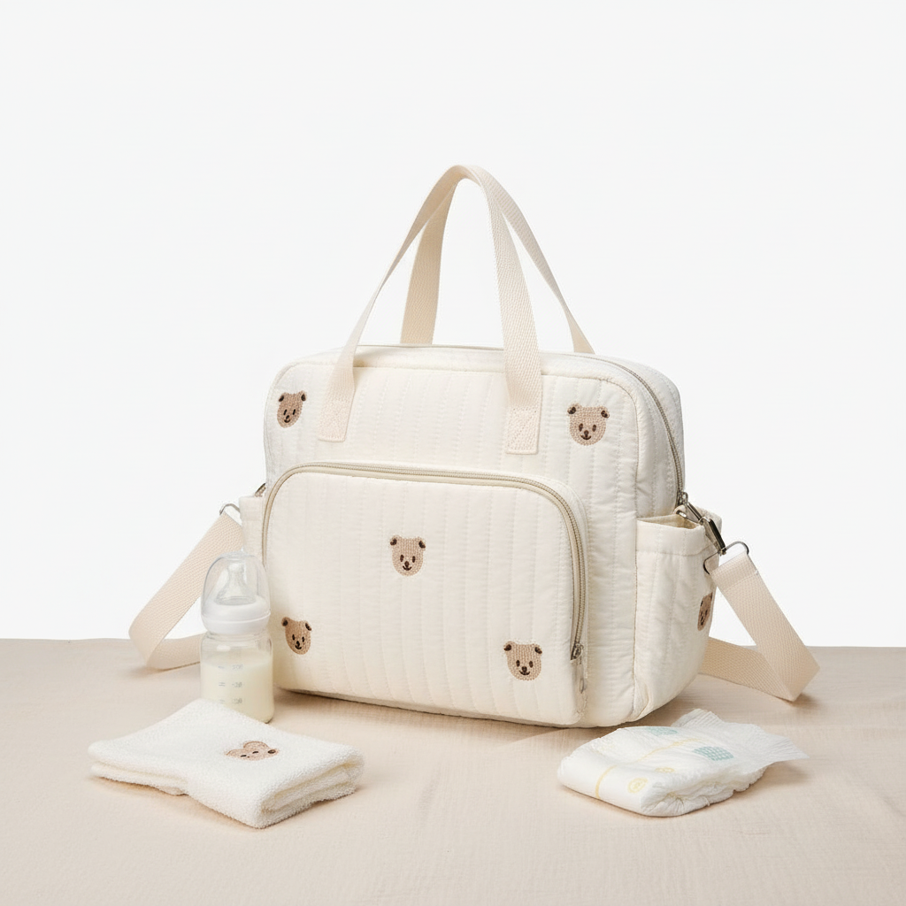 호담즈 넉넉수납 경량휴대 기저귀 가방, 베이지 22,000원