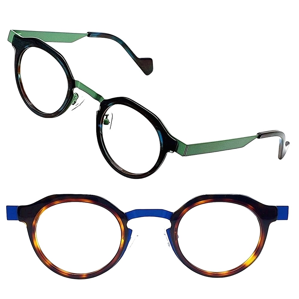 [오늘발송] EYES ONE 콤비 메탈 뿔테 안경 원형 라운드 패션 명품 고도근시 고도수 돋보기 작은 안경테 105,000원