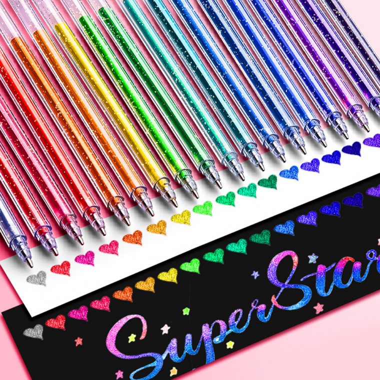 18색 반짝이 메탈 글리터 볼펜세트, 1세트, 18색 세트 13,380원