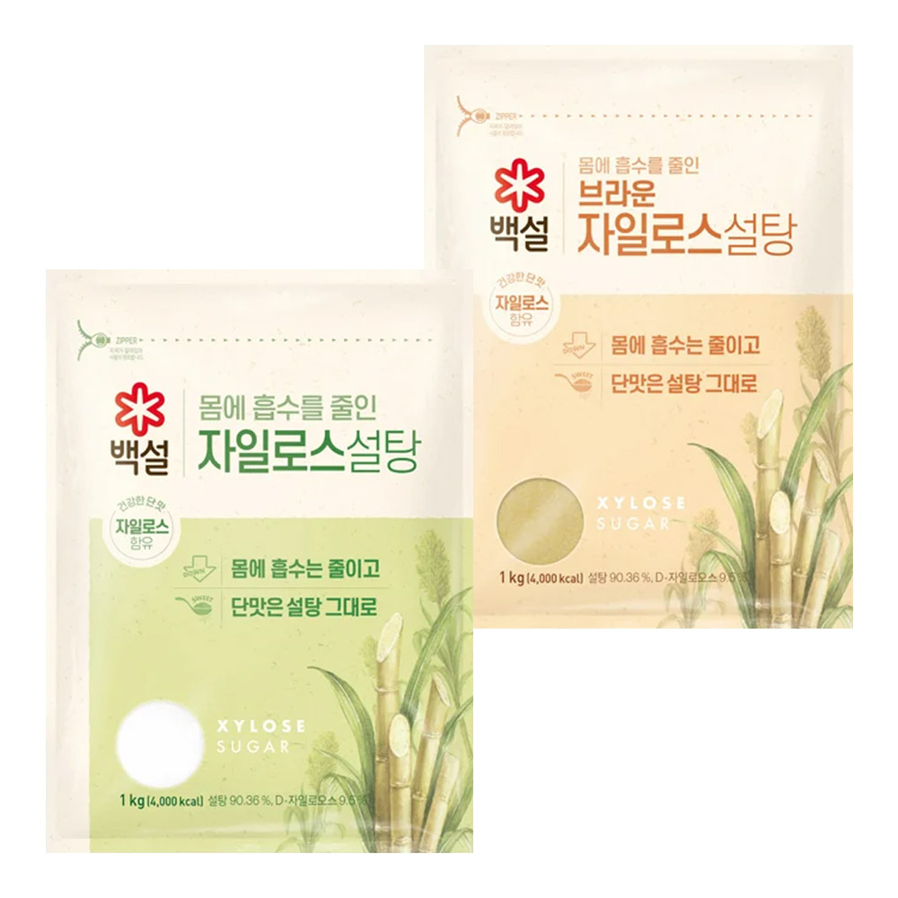 CJ 백설 자일로스 하얀설탕 1kg + 브라운설탕 1kg, 1세트, 2kg 10,740원