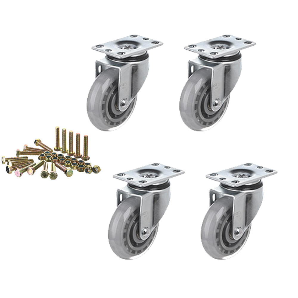 티렉스캐스터 우레탄 저소음 고탄성 스마트 3인치 4인치 5인치 회전 캐스터 바퀴 4개+조립볼트 16개+나일론너트 16개 세트 42,300원