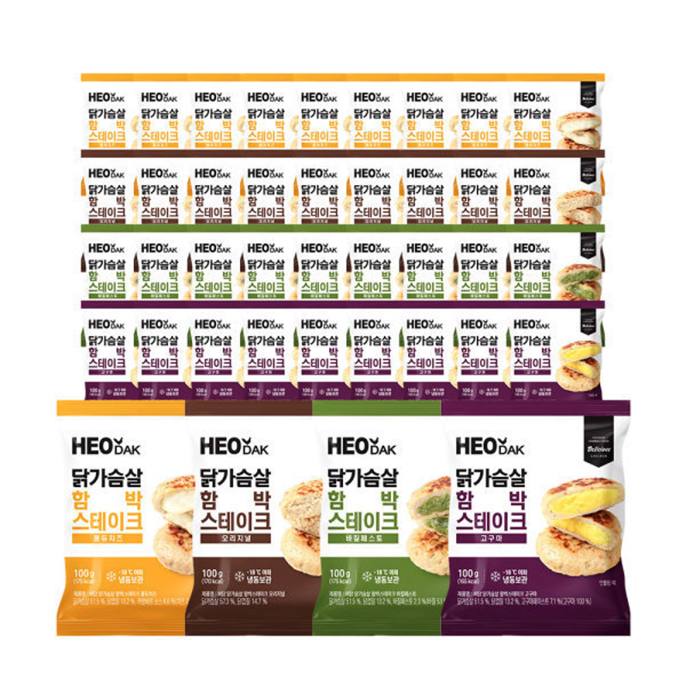 허닭 닭가슴살 함박스테이크 100g 4종 혼합 40팩 87,100원