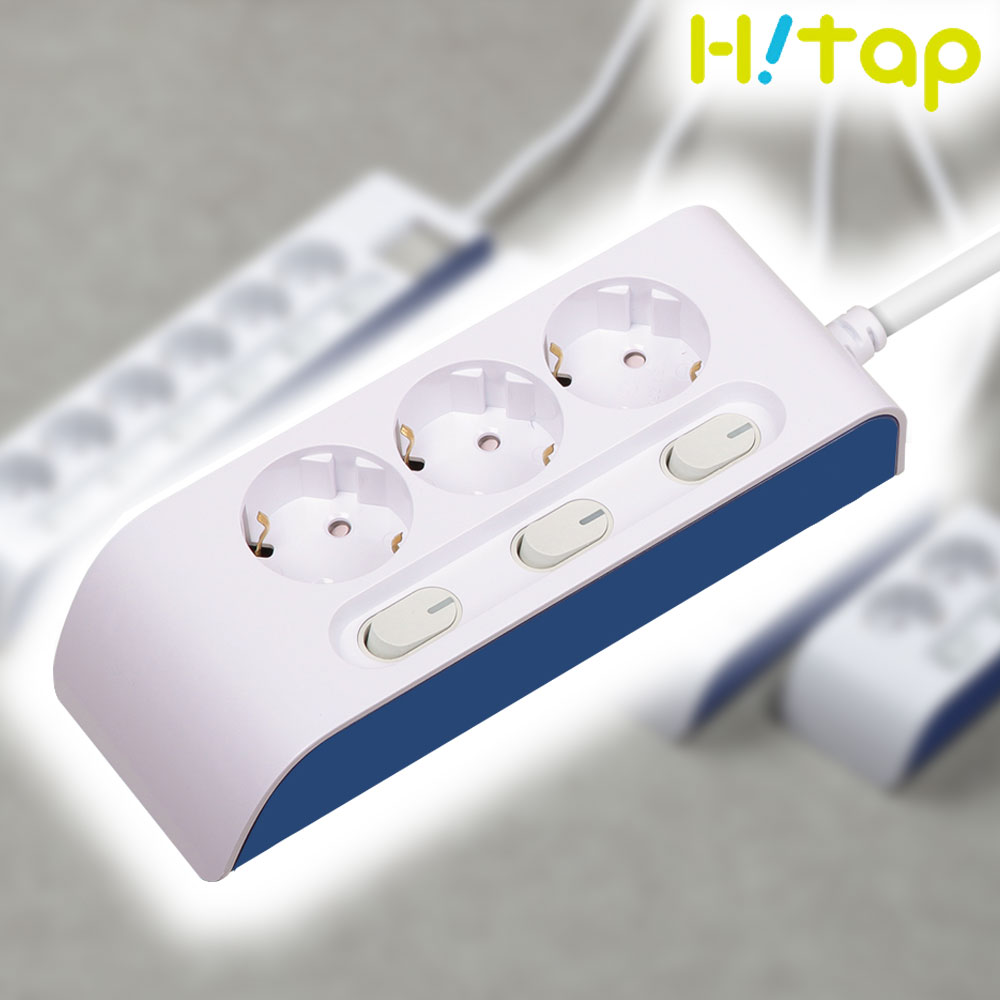 현대일렉트릭 하이탭 3구 개별스위치 멀티탭 2800W 국내생산, 1개, 1.5m, 화이트+네이비 14,300원